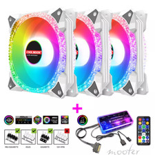 3 Stück LED-Lüfter RGB 120 mm 12 V für Computergehäuse, PC, mit Fernbedienung