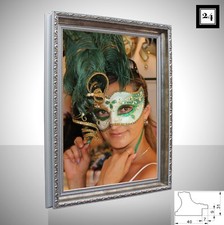 Bilderrahmen Athen Spiegelrahmen Holz Antik Barock Prunk Shabby Silber 40mm