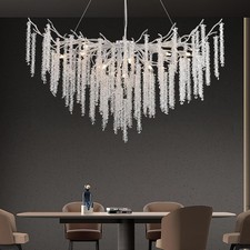 Esstisch Premium Hängend Lüster,Höhenverstellbare Silber Decken Hängelampe,120CM