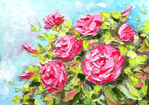 Rosen ölgemälde blümen - rosen, Ölgemälde.