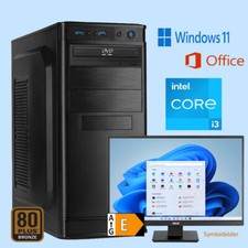 Büro Office PC Intel i3 13100 8GB DDR4 1000 GB SSD 4TB HDD Win 11 Office Monitor