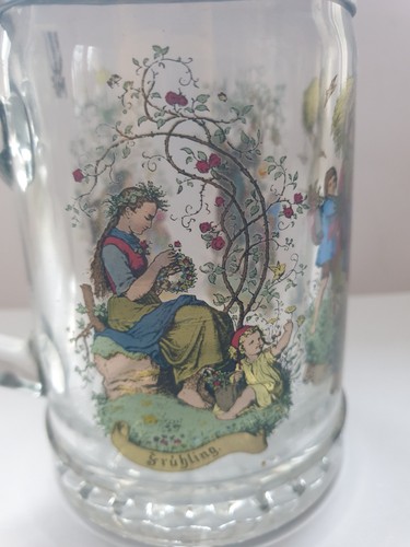 Glas bierkrug mit zinndeckel - glas,
