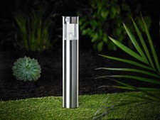 MeLiTec Solar Gartenleuchte rund/ eckig mit Bewegungsmelder, Edelstahl silber / 