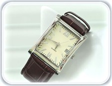 GOLDJUNGE69 * HERREN- ARMBANDUHR VINTAGE KLASSISCH DATUM  - BRAUN - KROKO - NEU 