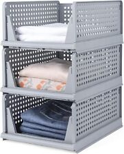 Yorbay Kleiderschrank Organizer Aufbewahrungsbox stapelbar 3 Stk 42 x 33 x 56 cm