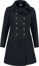 Gothicana by EMP Damen schwarzer Kurzmantel mit Metallaccessoires