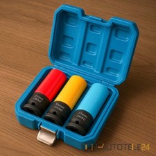 3x SCHLAGSCHRAUBER NÜSSE 17 mm KRAFT SCHONEINSÄTZE 1/2 NUSS SET ALUFELGEN