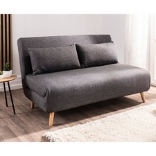 Doppel Schlafsofa Klappstuhl Holzbeine Schlafsessel Kissen Wohnmöbel Dunkelgrau