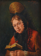 Lesende Dame in traditioneller
