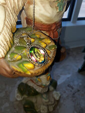 Antiker Rheinkiesel Anhänger bunt Schimmernd mit Kette 835 er Silber