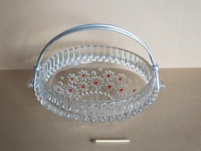 Walther Glas Fabiola Kristall Konfek Gebäck Schale Henkel Blumen rot Streublumen