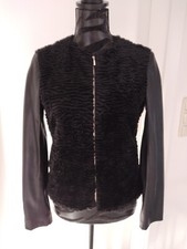 Zara Basic Jacke kunstfell/Nappaleder schwarz Gr.S/36 NEUw