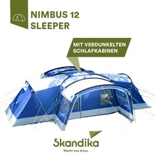 Skandika Nimbus 12 Personen Sleeper Haus+Steilwand-Zelt Moskitonetze blau NEU