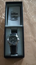 GFF Herrenarmbanduhr Analog Chronograph Schwarz Silber Lederarmband in OVP NEU!