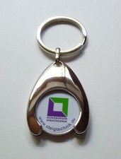 *Schlüsselanhänger mit Einkaufswagen Chip in OVP mit Werbegravur , neu