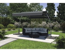 Standmarkise Biella 3,95x3 Stoff Uni grau Gestell RAL 7022 umbragrau inkl. Motor