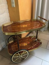 Antik Teewagen Servierwagen Rollwagen Beistellwagen Intarsien Barock Vintage