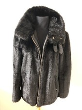 Zara Kunstfell Teddy Biker Jacke Mantel Schwarz Gold S/36 Damen Winter Kunstpelz