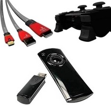 Gioteck PACK Fernbedienung Media Remote + HDMI-Kabel USB Ladekabel für Sony PS3