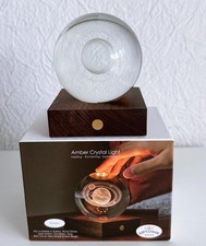 Gingko Amber Crystal Kristall SATURN Glas Holz Touch-Control Kristalllicht