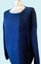 CECIL Da. Marken Strickpulli Pullover Gr.L 44 blau schwarz gerippt ✨