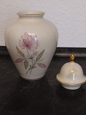 Bavaria Porzellan - Deckelvase mit Goldrand und floralem Muster
