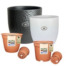 MePla - Set - Keramikübertopf Boston + Kunststoffpflanztopf