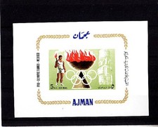 Olympische Spiele 1968 - Fackelläufer - AJMAN - Block ungezähnt postfrisch