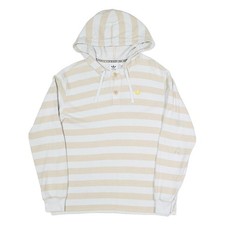 ADIDAS Herren Hoodie creme-weiß gestreift M Baumwollmischung Pullover Freizeit