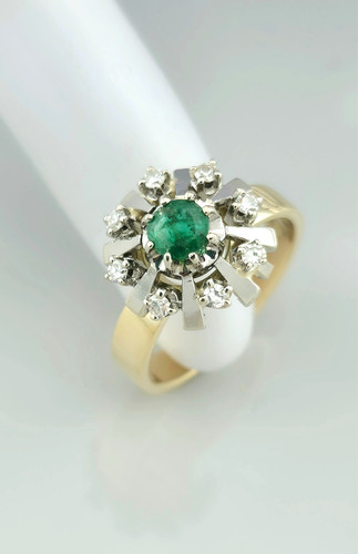 Smaragd diamant ring - ring, 585
