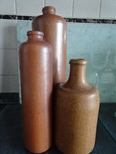 ♥ 3 verschieden große Tonflaschen / Steingutflaschen ♥  Steinhäger ? ♥