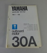 Teilekatalog / Parts List Yamaha Außenborder 30A Modell '81/82 Stand 09/1981