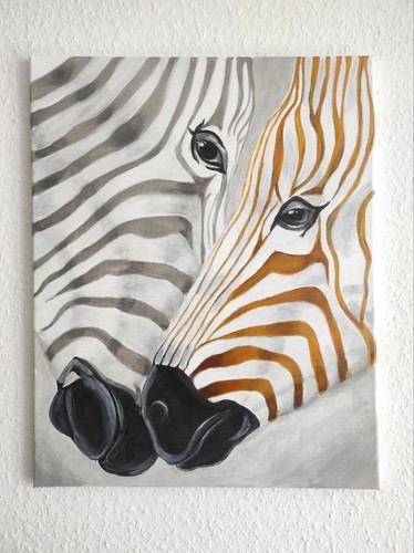 Handgemalt acrylbild zebra - acrylbild,