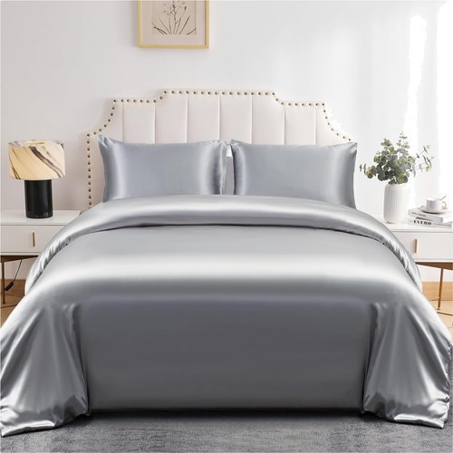 Bettsatz satin hellgrau - bettsatz,