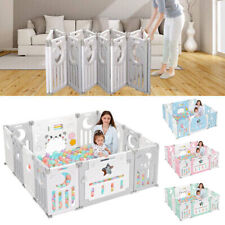 14 Paneele Baby laufstall mit Spielzeugboard Kinder Laufgitter aus Kunststoff