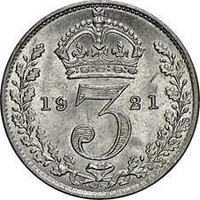 5 x Britische 0,500 Silber 3d