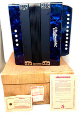 Weltmeister Akkordeon Knopfakkordeon 10/4 für Kinder 4 Bässe DDR 1965 in OVP