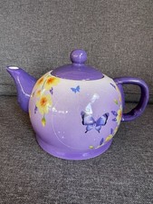 Bauchige Tee Kanne Lila, BlumenDekor Ca. 12 × 22 cm aus Nachlass ￼￼