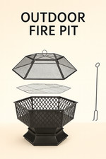 Outdoor Feuerstelle mit Grillfunktion (Stahl, sechseckig)