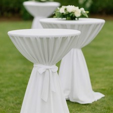 Stehtischhusse Weiß Baumwolle ∅ 60 65 70 75 80 85 Husse Tischhusse Kochfest