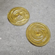 Vintage glass Butzenglas Ersatz Gelb  Glasbutzen 14cm Rund  Butzenscheibe