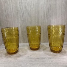Saint-Émilion Vintage Barock geprägte Gläser x3 Honig Hi-Ball Tumbler Glas