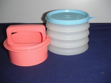 Tupperware  Burgerpresse Hamburger Maker + 4 Dosen zum aufbewahren einfrieren