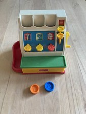 Fisher Price Registrierkasse, 1980er Jahre, mit zwei Münzen