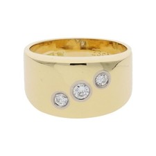 Damenring 750/000 (18 Karat) Gelbgold mit Brillanten, Handarbeit, getragen 25322