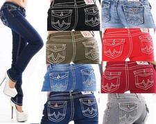 Jeans Damen  Jeans Flap Pocket dicke Nähte Jeanshose Gerades Bein Milax-Fashion