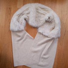 TOP! NEU! HALLHUBER Pelz-Schal Kaninchen Echt Fell-Schal  Modern Beige Creme