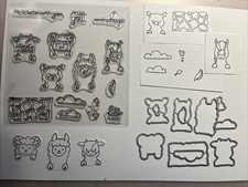 Clear Stamps Stempel und passende Stanzen, Tiere, Bauernhof, Mauer/Kantengucker,