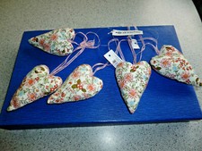 5 Stoffherzen shabby chic