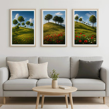 Natur Landschaft Wandbilder | 3er Set Botanische Poster Wohndeko